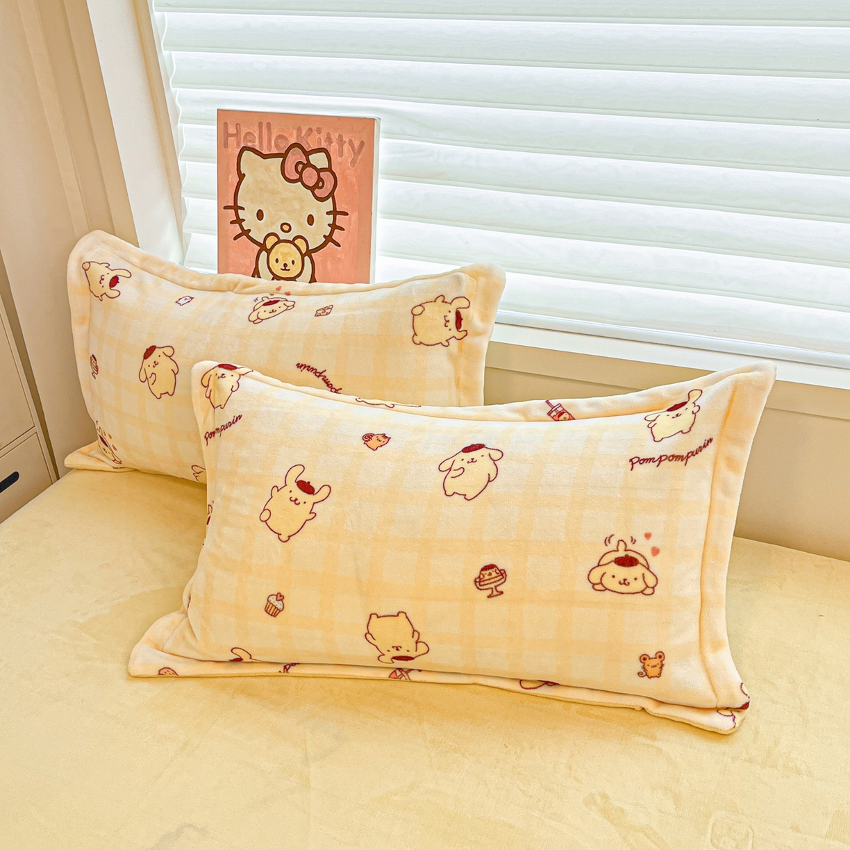 91家纺网 家纺一手货源 找家纺 暮思家居 2025新款三丽鸥正版授权高克重200克加厚保暖卡通牛奶绒四件套 牛奶绒-焦糖布丁狗