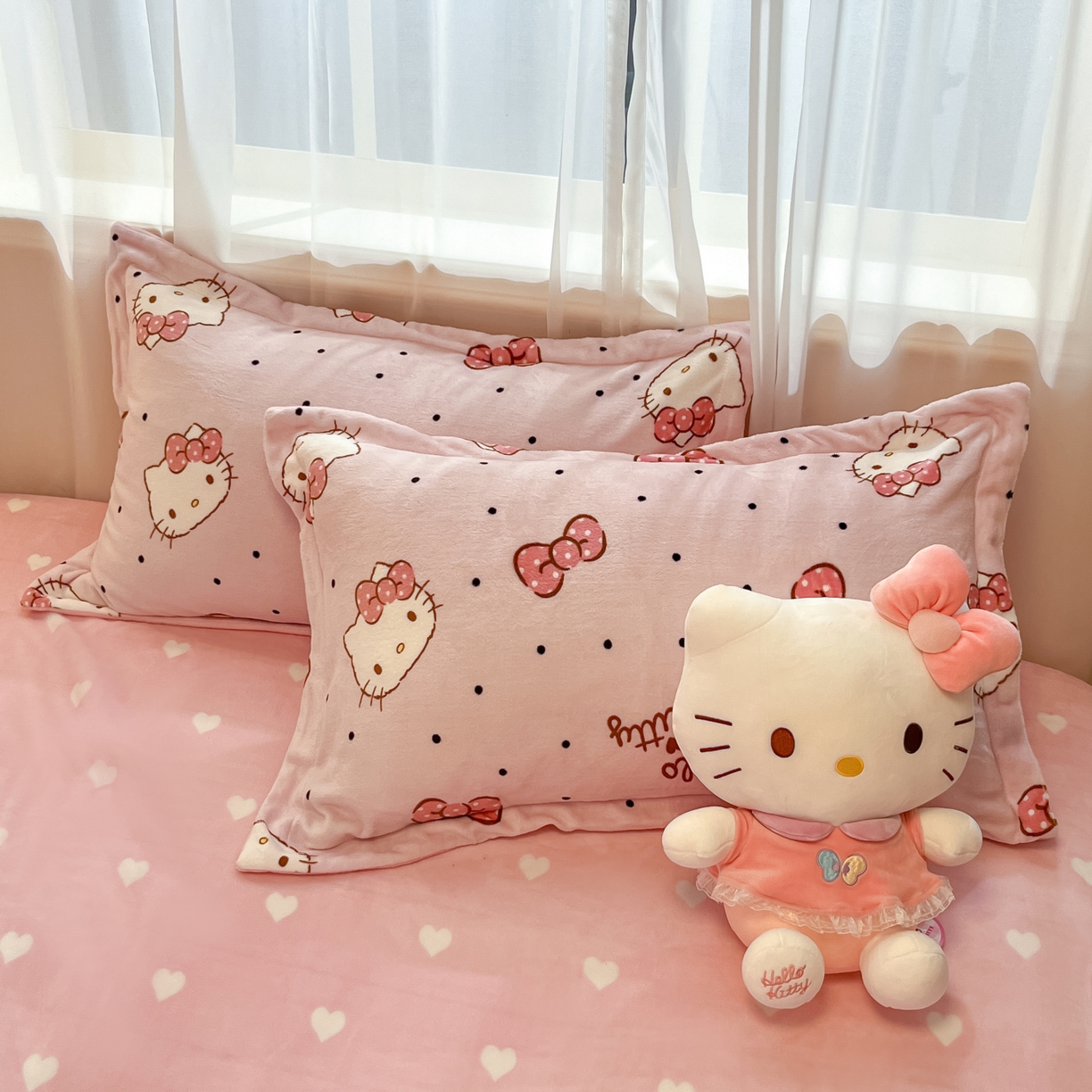 91家纺网 家纺一手货源 找家纺 暮思家居 2025新款三丽鸥正版授权高克重200克加厚保暖卡通牛奶绒四件套 牛奶绒-可爱kt