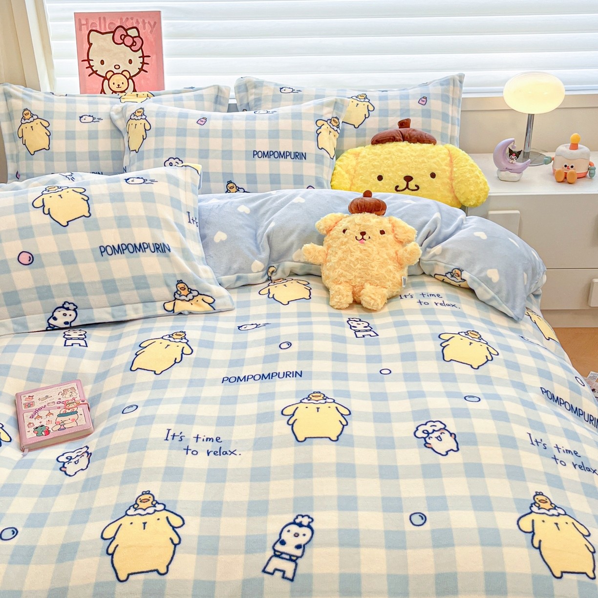 91家纺网 家纺一手货源 找家纺 暮思家居 2025新款三丽鸥正版授权高克重200克加厚保暖卡通牛奶绒四件套 牛奶绒-泡泡布丁狗