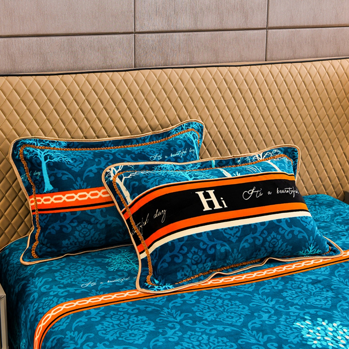 91家纺网 家纺一手货源 找家纺 梦宴 2025新款冬季牛奶绒加厚保暖床裙款法兰绒珊瑚绒四件套床上用品 森林童话