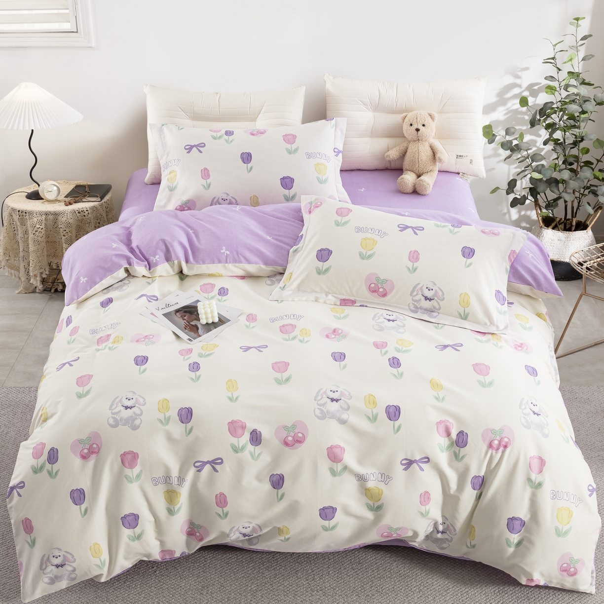 鲁爱家纺供货 全棉斜纹印花四件套 寻觅花海