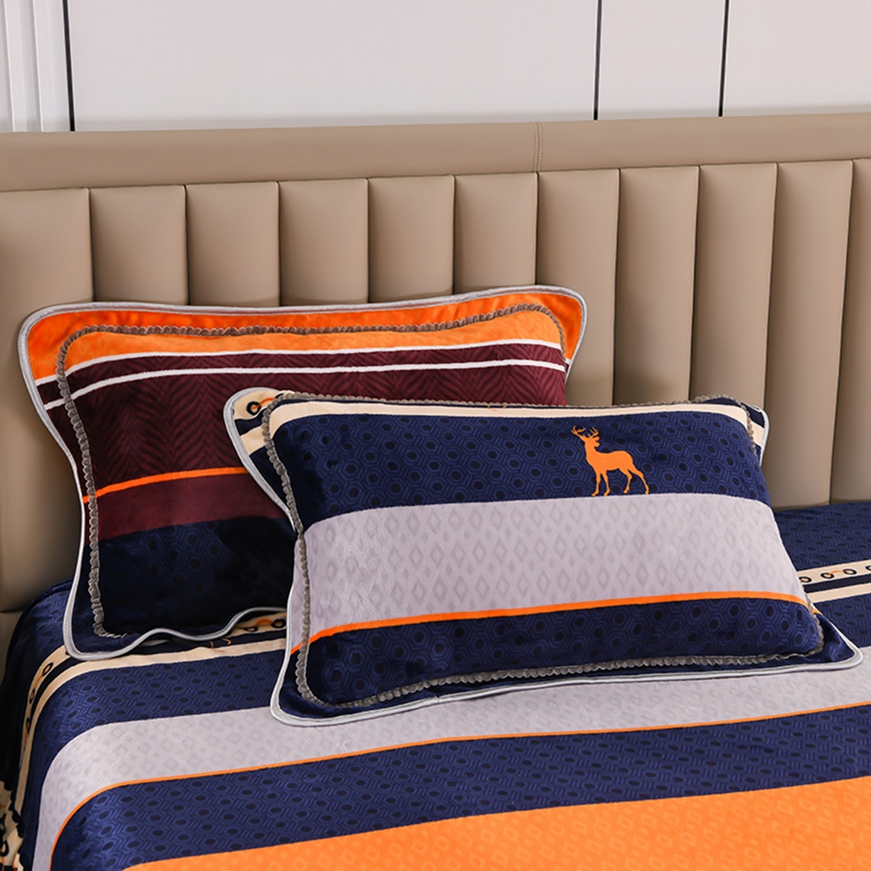 91家纺网 家纺一手货源 找家纺 梦宴 2025新款冬季牛奶绒加厚保暖床裙款法兰绒珊瑚绒四件套床上用品 森林小鹿