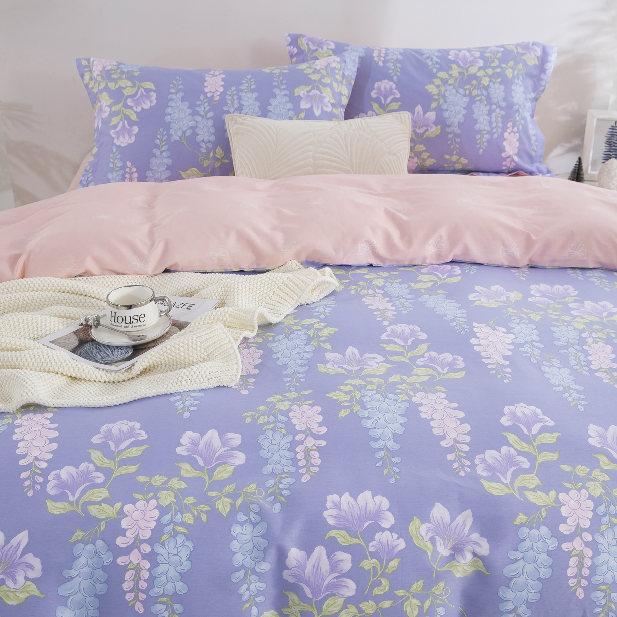 91家纺网 家纺一手货源 找家纺 鲁爱家纺供货 全棉斜纹印花四件套 紫陌