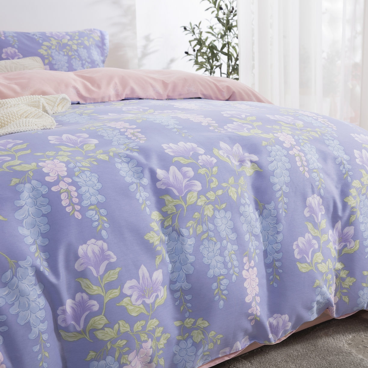 91家纺网 家纺一手货源 找家纺 鲁爱家纺供货 全棉斜纹印花四件套 紫陌