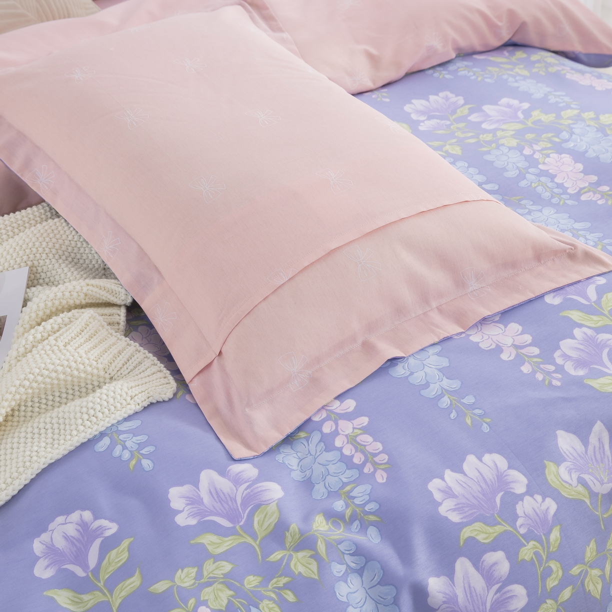 91家纺网 家纺一手货源 找家纺 鲁爱家纺供货 全棉斜纹印花四件套 紫陌