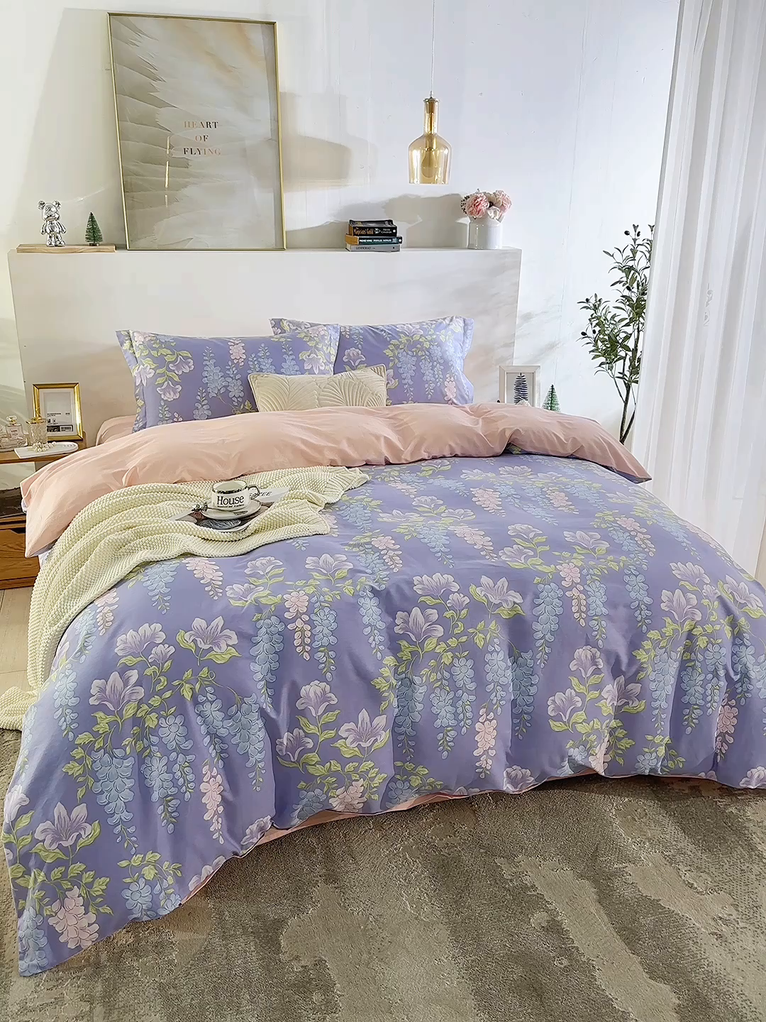 91家纺网 家纺一手货源 找家纺 鲁爱家纺供货 全棉斜纹印花四件套 紫陌