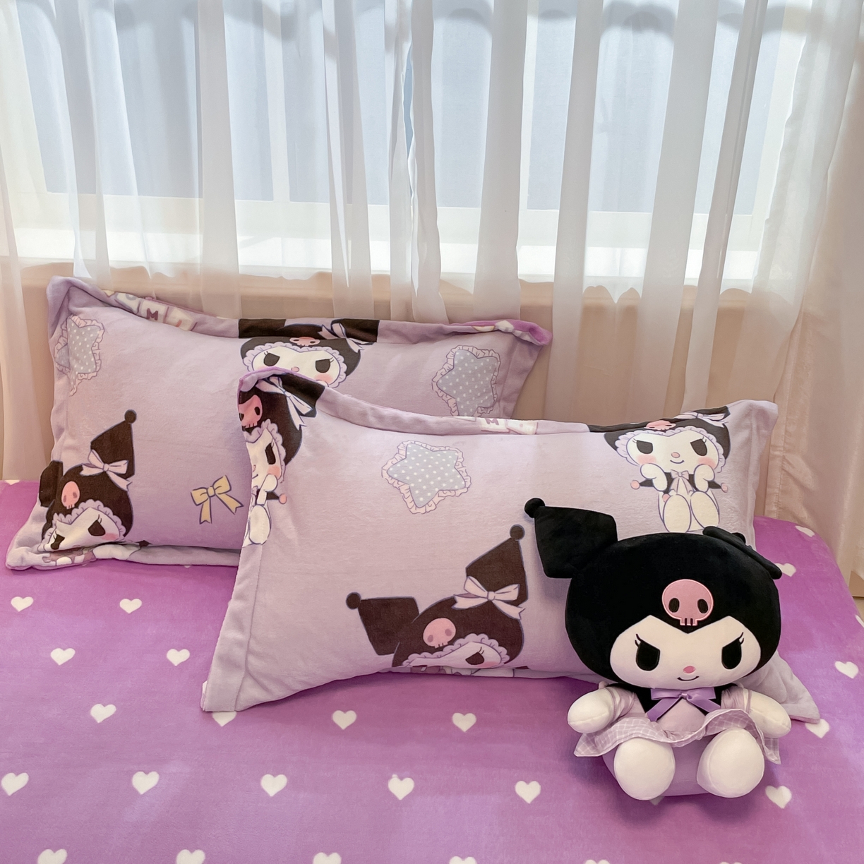 91家纺网 家纺一手货源 找家纺 暮思家居 2025新款三丽鸥正版授权高克重200克加厚保暖卡通牛奶绒四件套 牛奶绒-甜美库洛米