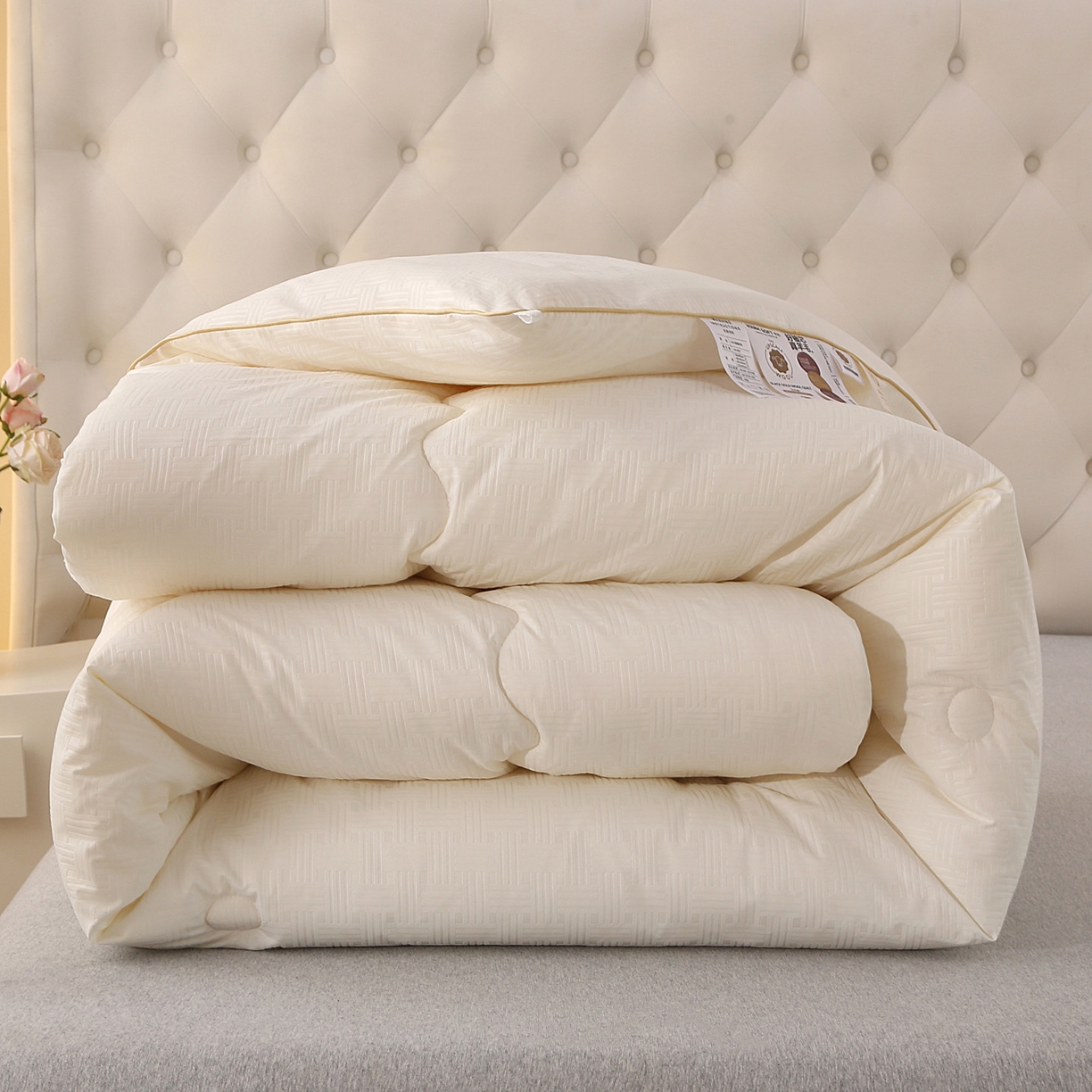 金泰莱 2025新款A类针织澳洲进口压花羊毛被被子被芯 压花-米白