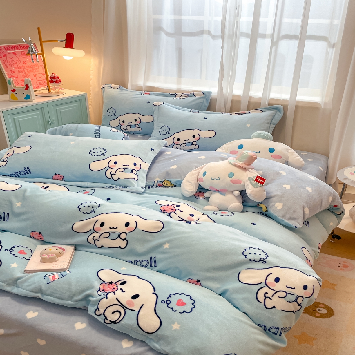 91家纺网 家纺一手货源 找家纺 暮思家居 2025新款三丽鸥正版授权高克重200克加厚保暖卡通牛奶绒四件套 牛奶绒-甜品玉桂狗