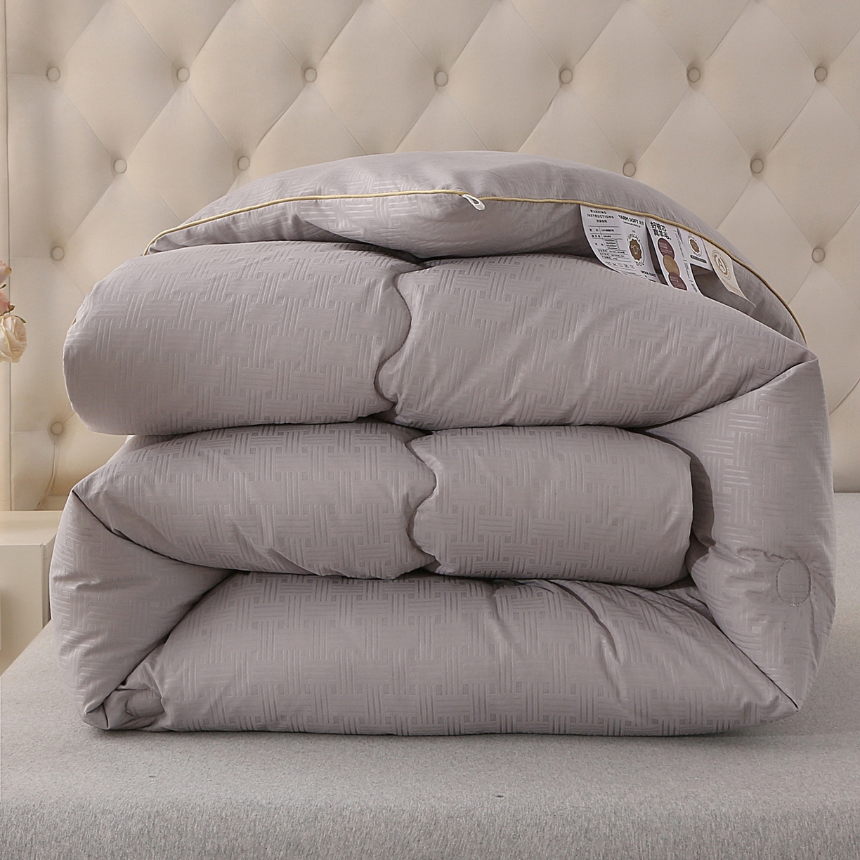 金泰莱 2025新款A类针织澳洲进口压花羊毛被被子被芯 压花-浅灰