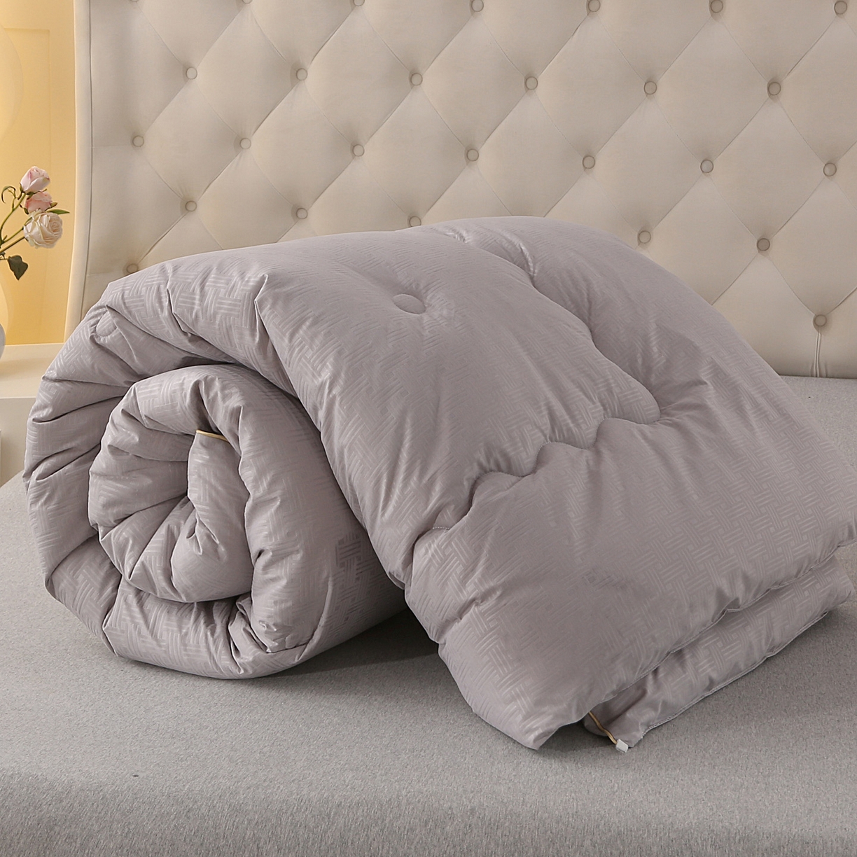 91家纺网 家纺一手货源 找家纺 金泰莱 2025新款A类针织澳洲进口压花羊毛被被子被芯 压花-浅灰