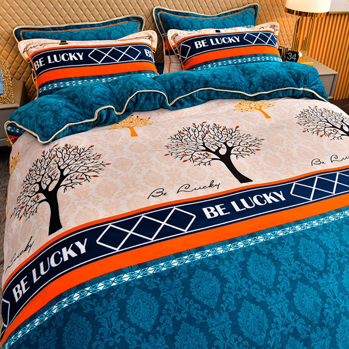 91家纺网 家纺一手货源 找家纺 梦宴 2025新款冬季牛奶绒加厚保暖床裙款法兰绒珊瑚绒四件套床上用品 幸福树