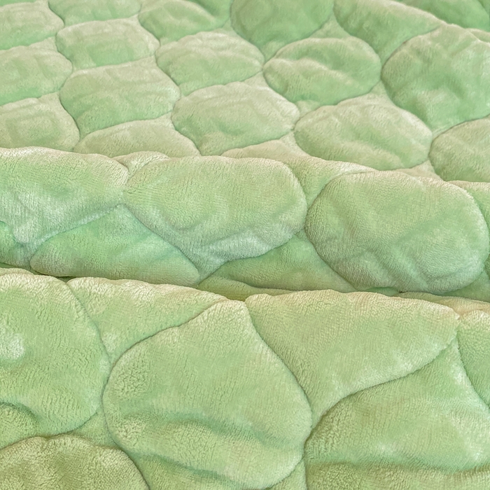 91家纺网 家纺一手货源 找家纺 正邦家纺 2025新款加厚全消光牛奶绒夹棉床褥高克重5D雕花牛奶绒单人床上下铺床护垫 苹果绿