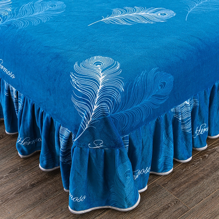 91家纺网 家纺一手货源 找家纺 （总）梦宴 2025新款冬季牛奶绒加厚保暖床裙款法兰绒珊瑚绒四件套