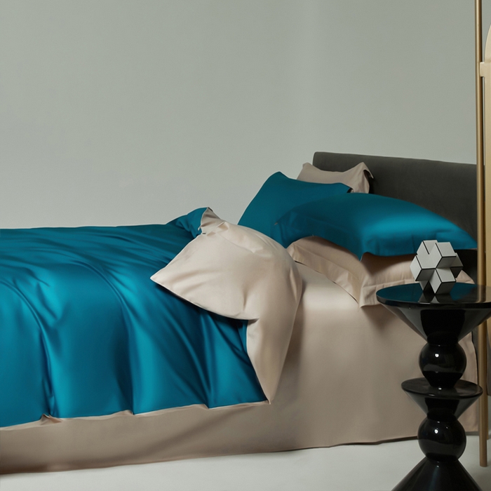 91家纺网 家纺一手货源 找家纺 （总）柔觉家纺 2025新款100支长绒棉A类纯色双拼素色全棉四件套