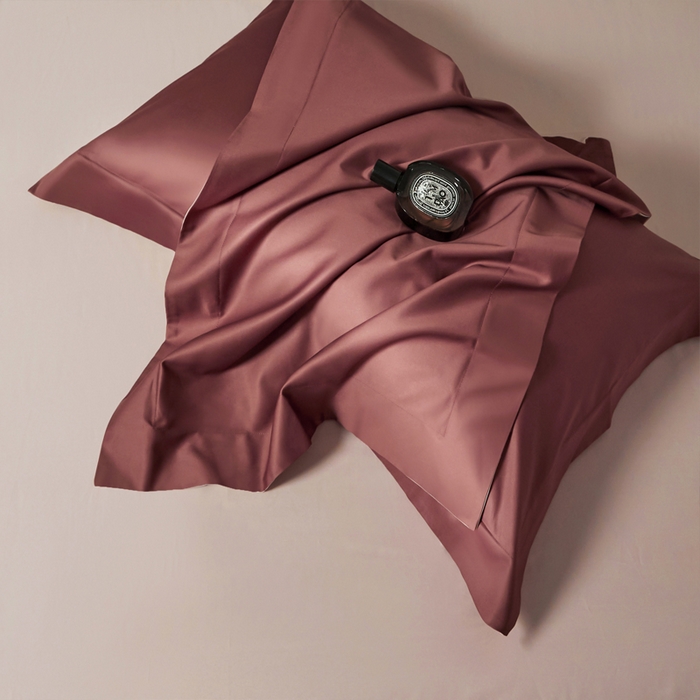 91家纺网 家纺一手货源 找家纺 柔觉家纺 2025新款100支长绒棉A类纯色双拼素色全棉四件套 可可咖-浅粉