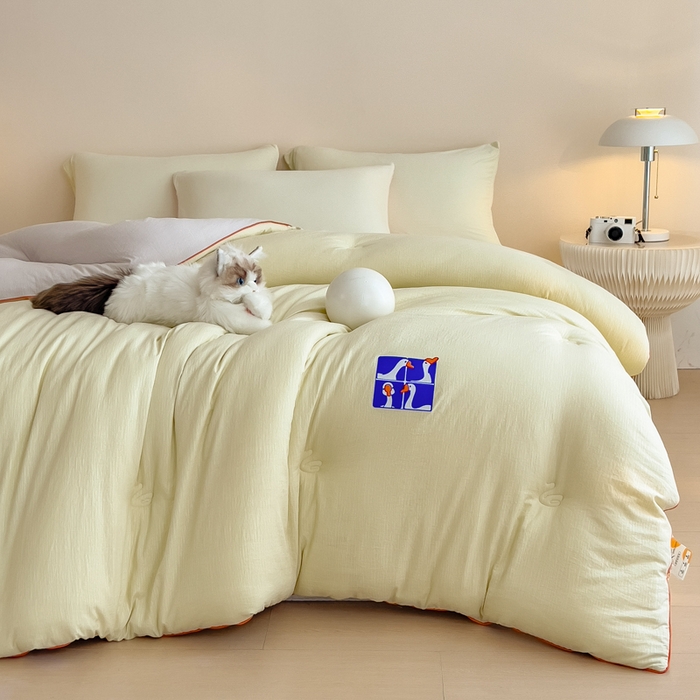 91家纺网 家纺一手货源 找家纺 米菲 2025新款A类云朵棉被芯冬被被芯-小清新 小新控-青草绿