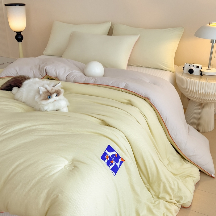 91家纺网 家纺一手货源 找家纺 米菲 2025新款A类云朵棉被芯冬被被芯-小清新 小新控-青草绿