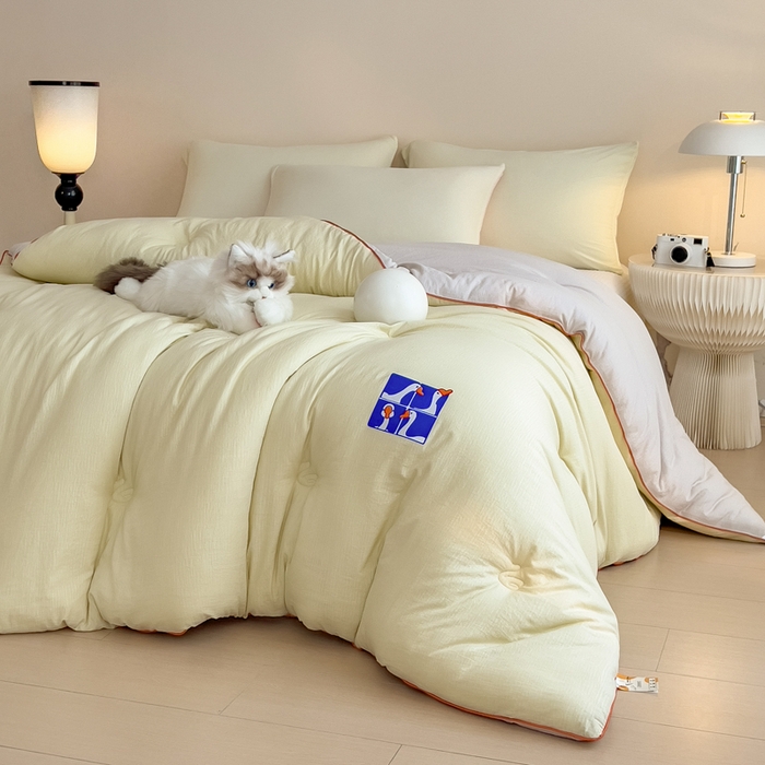 91家纺网 家纺一手货源 找家纺 米菲 2025新款A类云朵棉被芯冬被被芯-小清新 小新控-青草绿