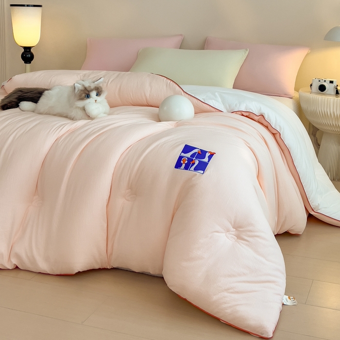 91家纺网 家纺一手货源 找家纺 米菲 2025新款A类云朵棉被芯冬被被芯-小清新 小新控-樱花粉