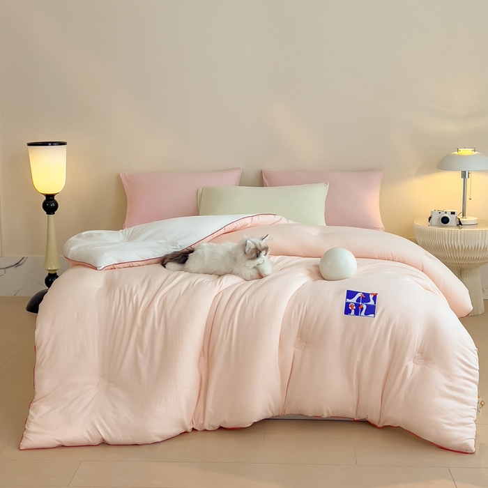 91家纺网 家纺一手货源 找家纺 米菲 2025新款A类云朵棉被芯冬被被芯-小清新 小新控-樱花粉