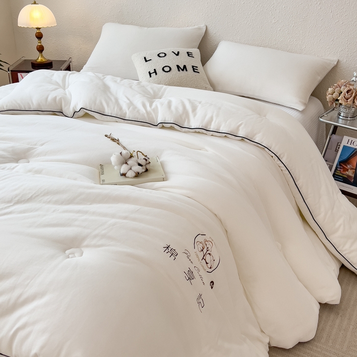 91家纺网 家纺一手货源 找家纺 米菲 2025新款A类水洗棉新疆棉花被被芯-栀夏 栀夏-奶油白