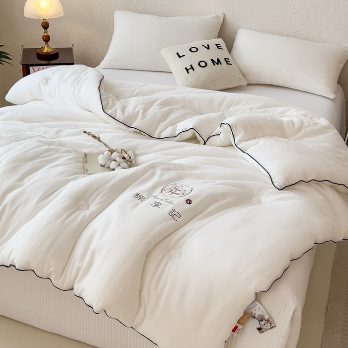 91家纺网 家纺一手货源 找家纺 米菲 2025新款A类水洗棉新疆棉花被被芯-栀夏 栀夏-奶油白