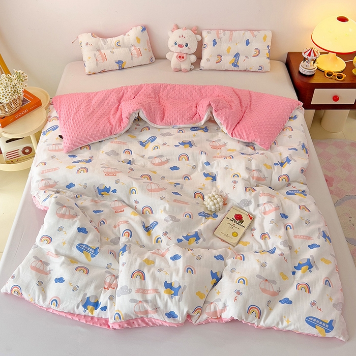 91家纺网 家纺一手货源 找家纺 （总）十九色 2025新款婴幼儿安抚豆豆被全棉华夫格豆豆被一体款+可拆款（可机洗）