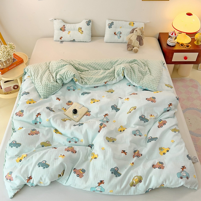 91家纺网 家纺一手货源 找家纺 （总）十九色 2025新款婴幼儿安抚豆豆被全棉华夫格豆豆被一体款+可拆款（可机洗）