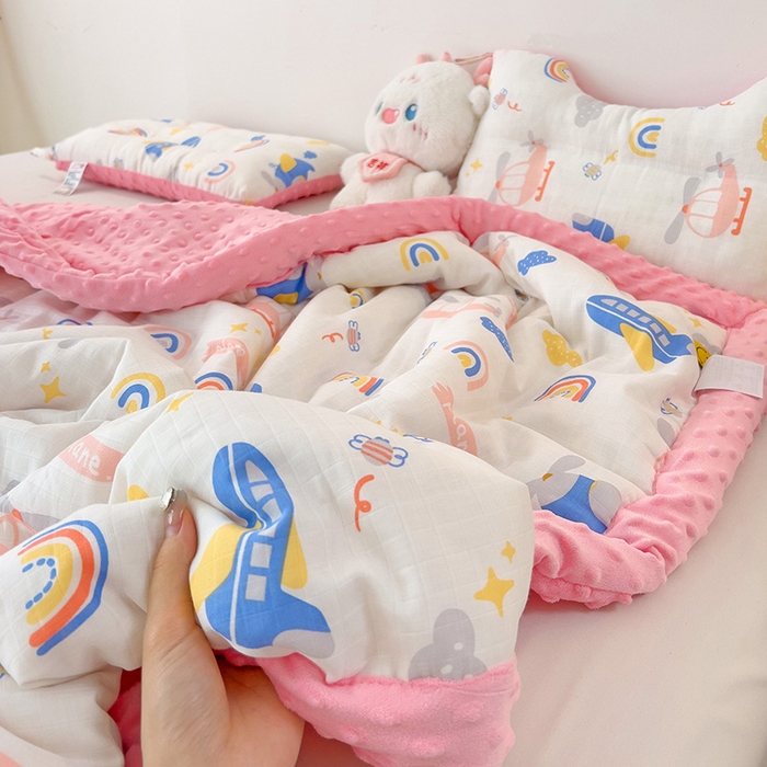 91家纺网 家纺一手货源 找家纺 （总）十九色 2025新款婴幼儿安抚豆豆被全棉华夫格豆豆被一体款+可拆款（可机洗）