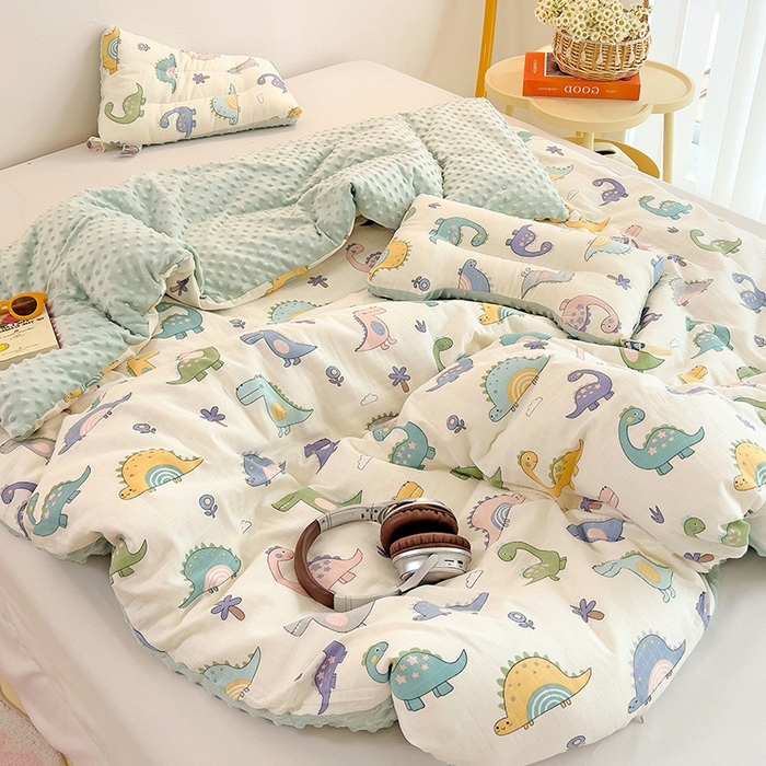 91家纺网 家纺一手货源 找家纺 （总）十九色 2025新款婴幼儿安抚豆豆被全棉华夫格豆豆被一体款+可拆款（可机洗）