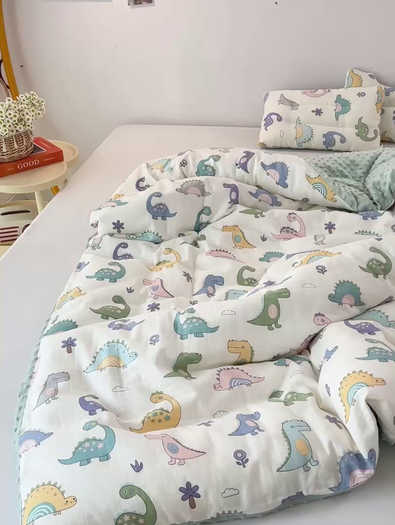 91家纺网 家纺一手货源 找家纺 （总）十九色 2025新款婴幼儿安抚豆豆被全棉华夫格豆豆被一体款+可拆款（可机洗）