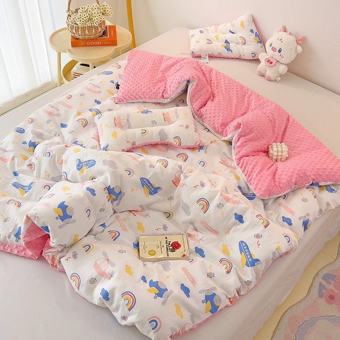 91家纺网 家纺一手货源 找家纺 十九色 2025新款婴幼儿安抚豆豆被全棉华夫格豆豆被一体款+可拆款（可机洗） 可拆款 -飞行日记