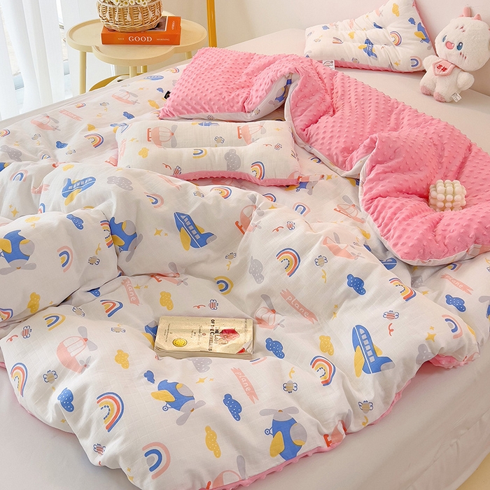 91家纺网 家纺一手货源 找家纺 十九色 2025新款婴幼儿安抚豆豆被全棉华夫格豆豆被一体款+可拆款（可机洗） 可拆款 -飞行日记