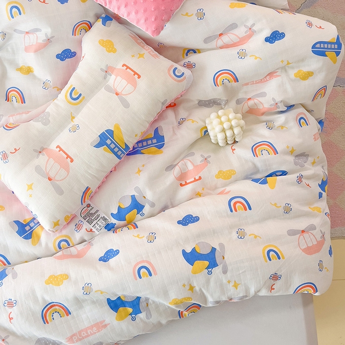 91家纺网 家纺一手货源 找家纺 十九色 2025新款婴幼儿安抚豆豆被全棉华夫格豆豆被一体款+可拆款（可机洗） 可拆款 -飞行日记