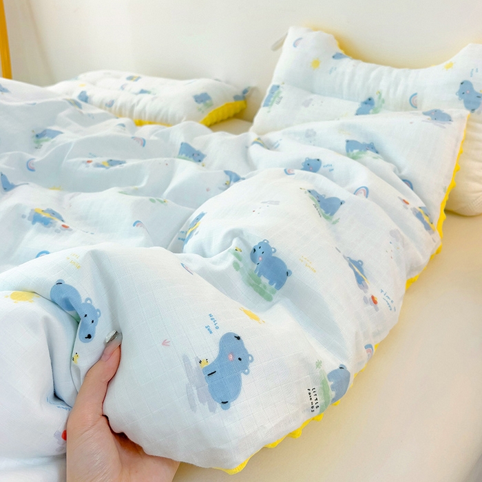 91家纺网 家纺一手货源 找家纺 十九色 2025新款婴幼儿安抚豆豆被全棉华夫格豆豆被一体款+可拆款（可机洗） 可拆款-河马宝宝