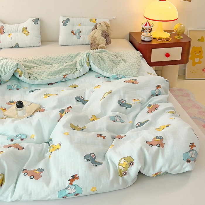 91家纺网 家纺一手货源 找家纺 十九色 2025新款婴幼儿安抚豆豆被全棉华夫格豆豆被一体款+可拆款（可机洗） 可拆款-梦想汽车