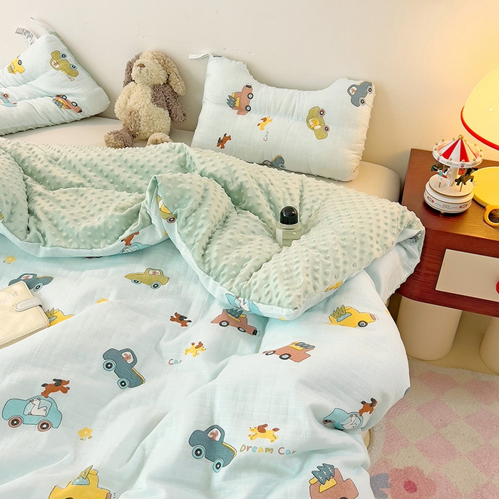 91家纺网 家纺一手货源 找家纺 十九色 2025新款婴幼儿安抚豆豆被全棉华夫格豆豆被一体款+可拆款（可机洗） 可拆款-梦想汽车