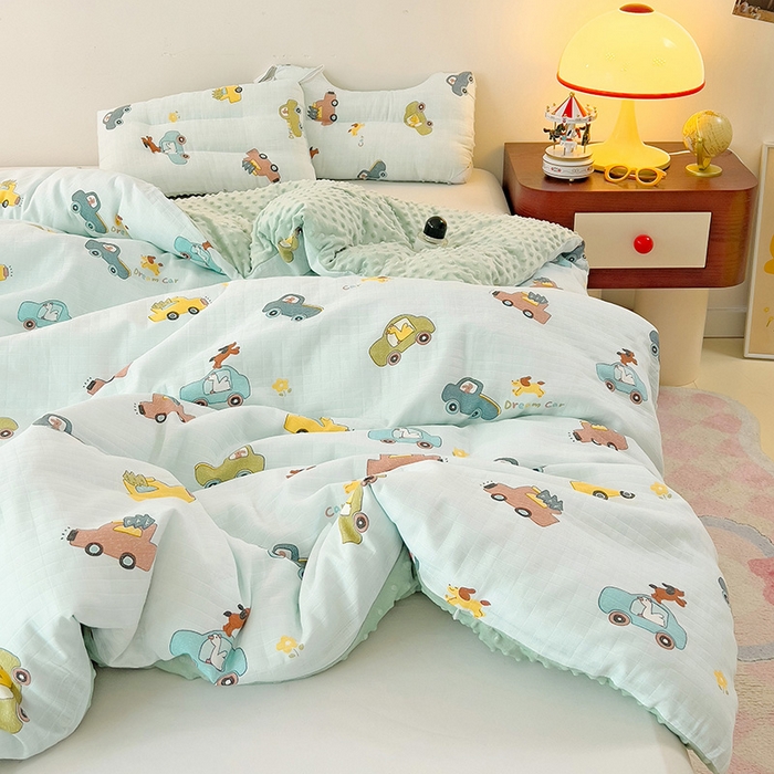 91家纺网 家纺一手货源 找家纺 十九色 2025新款婴幼儿安抚豆豆被全棉华夫格豆豆被一体款+可拆款（可机洗） 可拆款-梦想汽车