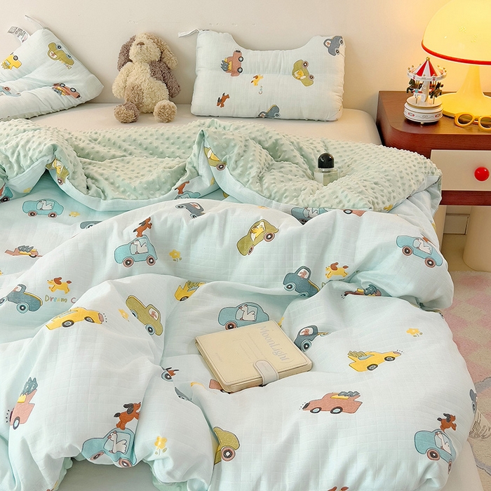 91家纺网 家纺一手货源 找家纺 十九色 2025新款婴幼儿安抚豆豆被全棉华夫格豆豆被一体款+可拆款（可机洗） 可拆款-梦想汽车