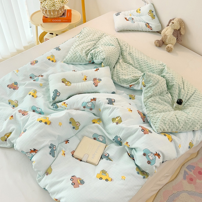 91家纺网 家纺一手货源 找家纺 十九色 2025新款婴幼儿安抚豆豆被全棉华夫格豆豆被一体款+可拆款（可机洗） 可拆款-梦想汽车