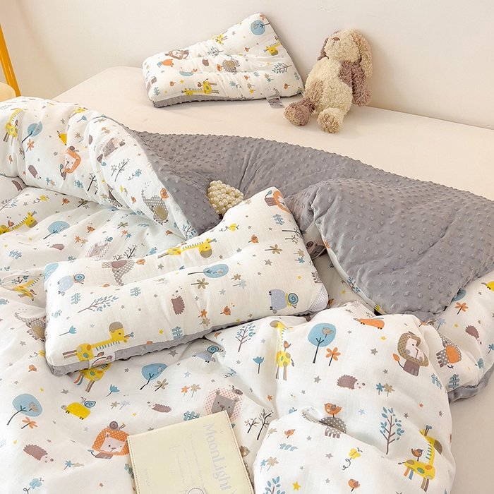 91家纺网 家纺一手货源 找家纺 十九色 2025新款婴幼儿安抚豆豆被全棉华夫格豆豆被一体款+可拆款（可机洗） 可拆款-长颈鹿