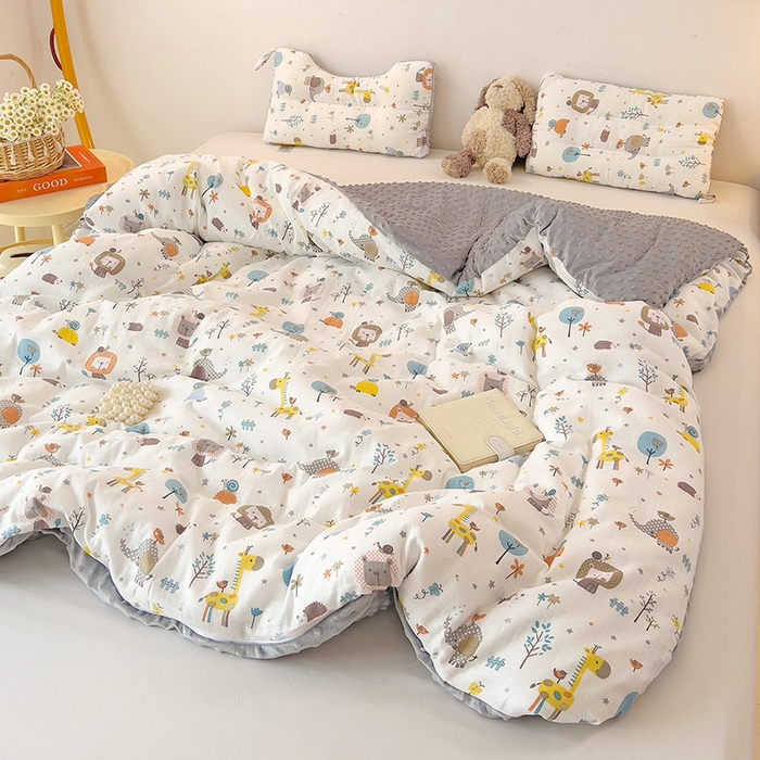 91家纺网 家纺一手货源 找家纺 十九色 2025新款婴幼儿安抚豆豆被全棉华夫格豆豆被一体款+可拆款（可机洗） 可拆款-长颈鹿