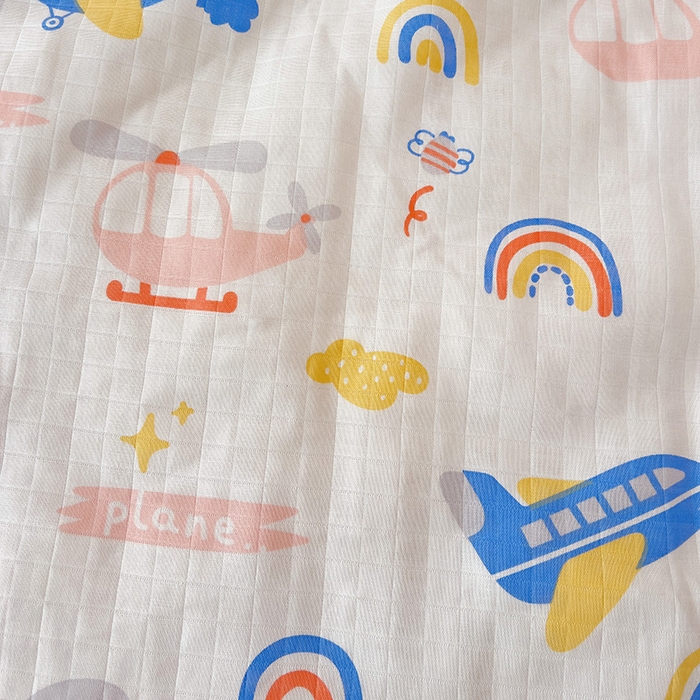 91家纺网 家纺一手货源 找家纺 十九色 2025新款婴幼儿安抚豆豆被全棉华夫格豆豆被一体款+可拆款（可机洗） 一体款-飞行日记