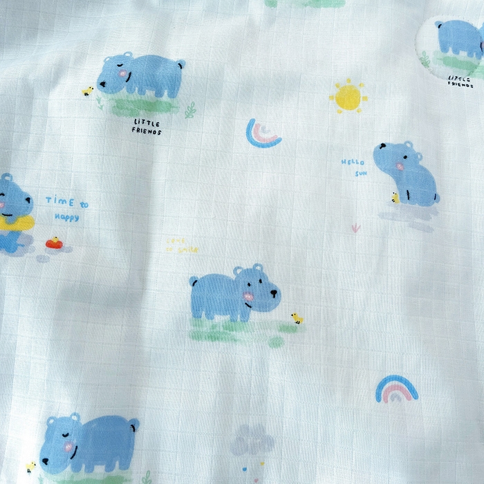 91家纺网 家纺一手货源 找家纺 十九色 2025新款婴幼儿安抚豆豆被全棉华夫格豆豆被一体款+可拆款（可机洗） 一体款-河马宝宝