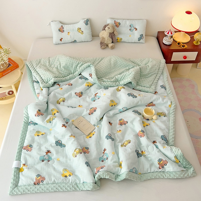 十九色 2025新款婴幼儿安抚豆豆被全棉华夫格豆豆被一体款+可拆款（可机洗） 一体款-梦想汽车