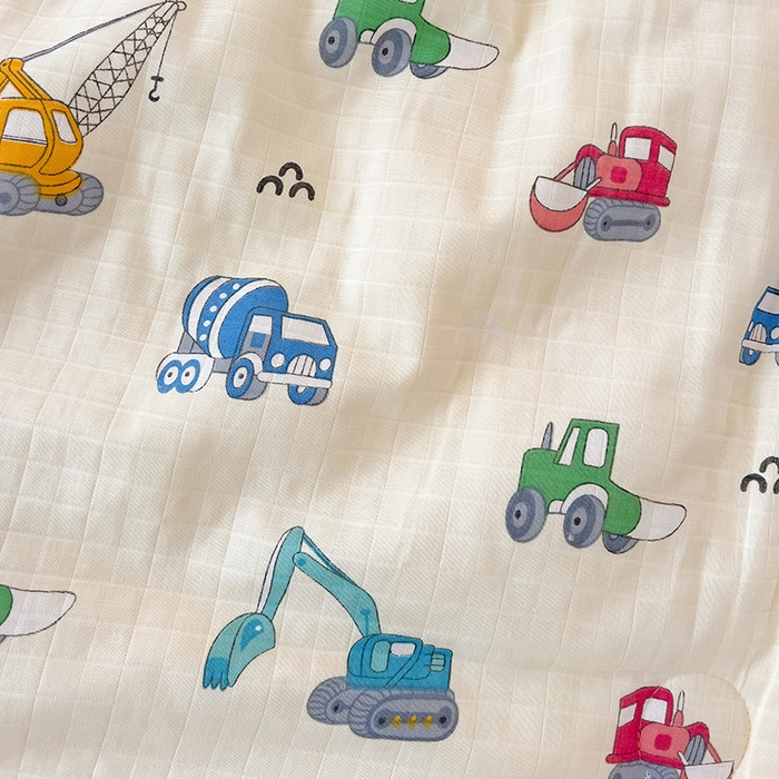 91家纺网 家纺一手货源 找家纺 十九色 2025新款婴幼儿安抚豆豆被全棉华夫格豆豆被一体款+可拆款（可机洗） 一体款-小吊车