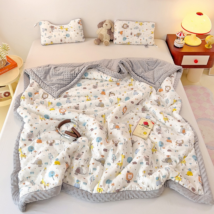 十九色 2025新款婴幼儿安抚豆豆被全棉华夫格豆豆被一体款+可拆款（可机洗） 一体款-长颈鹿