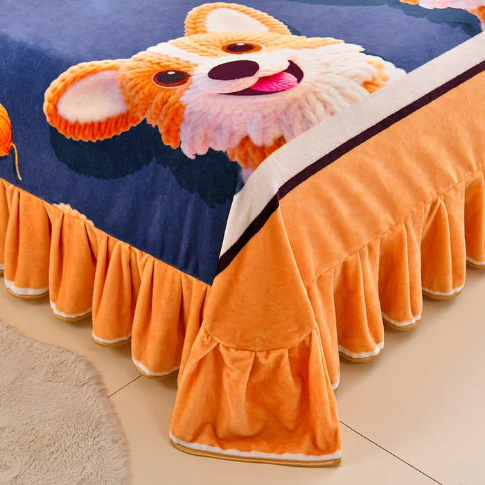 91家纺网 家纺一手货源 找家纺 羽梦2025新款8.5斤牛奶法莱绒金貂法兰绒四件套直播爆款 萌犬暖绒