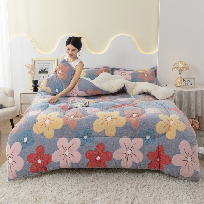 91家纺网 家纺一手货源 找家纺 八方汇（一户被芯生活馆） 2025新款雪花绒羊羔绒加厚冬被子被芯 妙笔生花